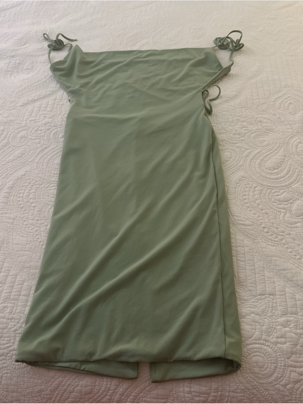 Oh Polly Sage Green Tie-Strap Midi Dress